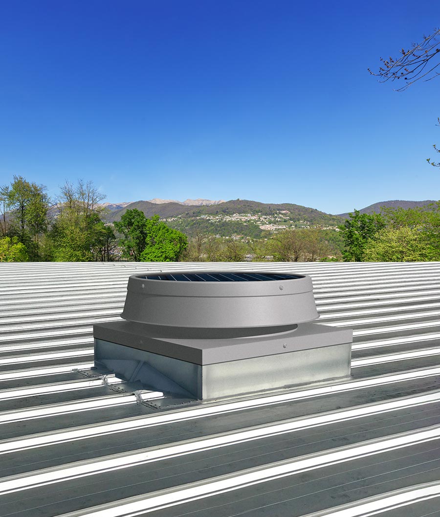Natural Light curb mount low profile fan metal roof